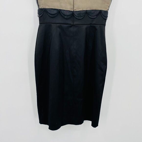 Max and Cleo Size 2 Black & Nude Mesh Sleeveless Cocktail Mini Sheath Dress - Picture 8 of 9